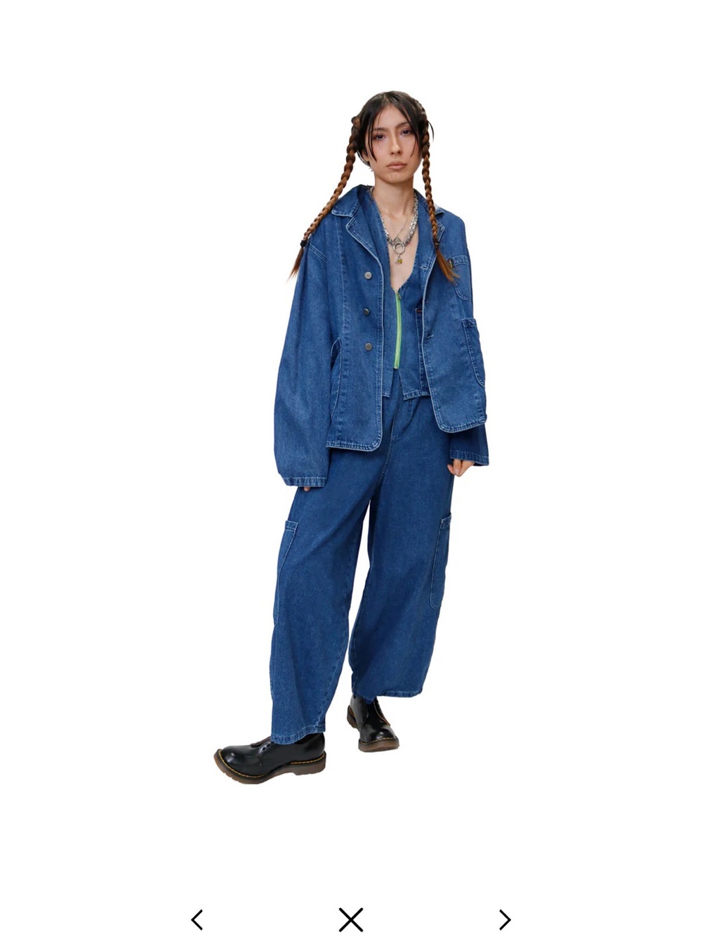 Meals ranch denim chef pant, size small, unisex, oversized